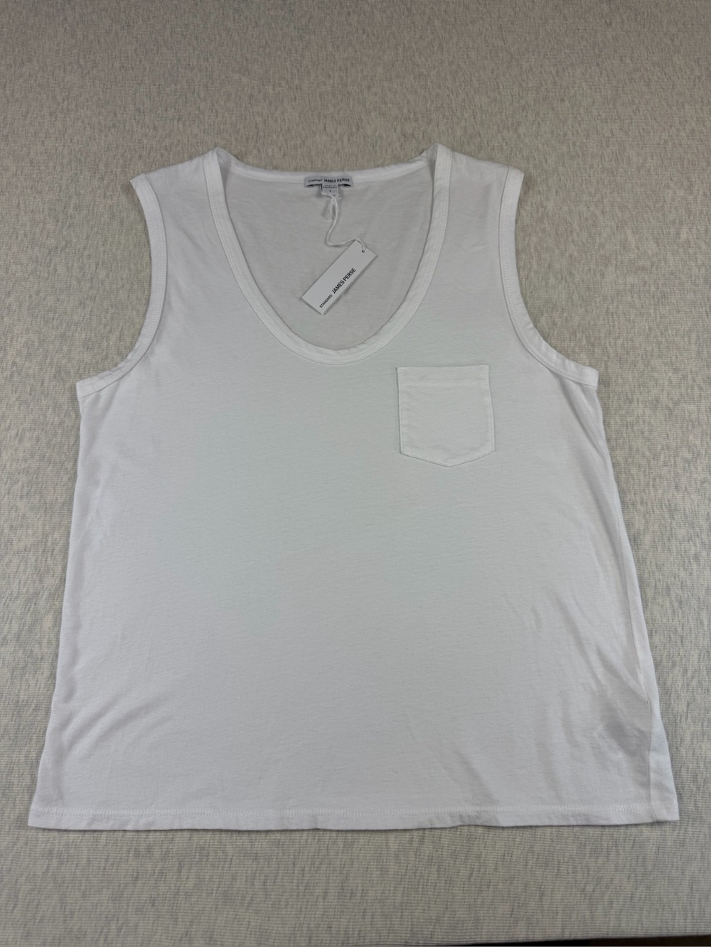 NWT James Perse Standard White Cotton Pocket Tank Top Size 1 (Small) - Picture 2 of 10